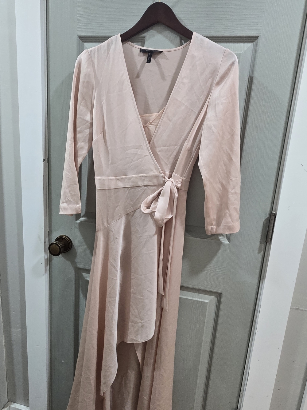 BCBG Maxazria Women's Pink Wrap Nighty with Rob Tie Waist
